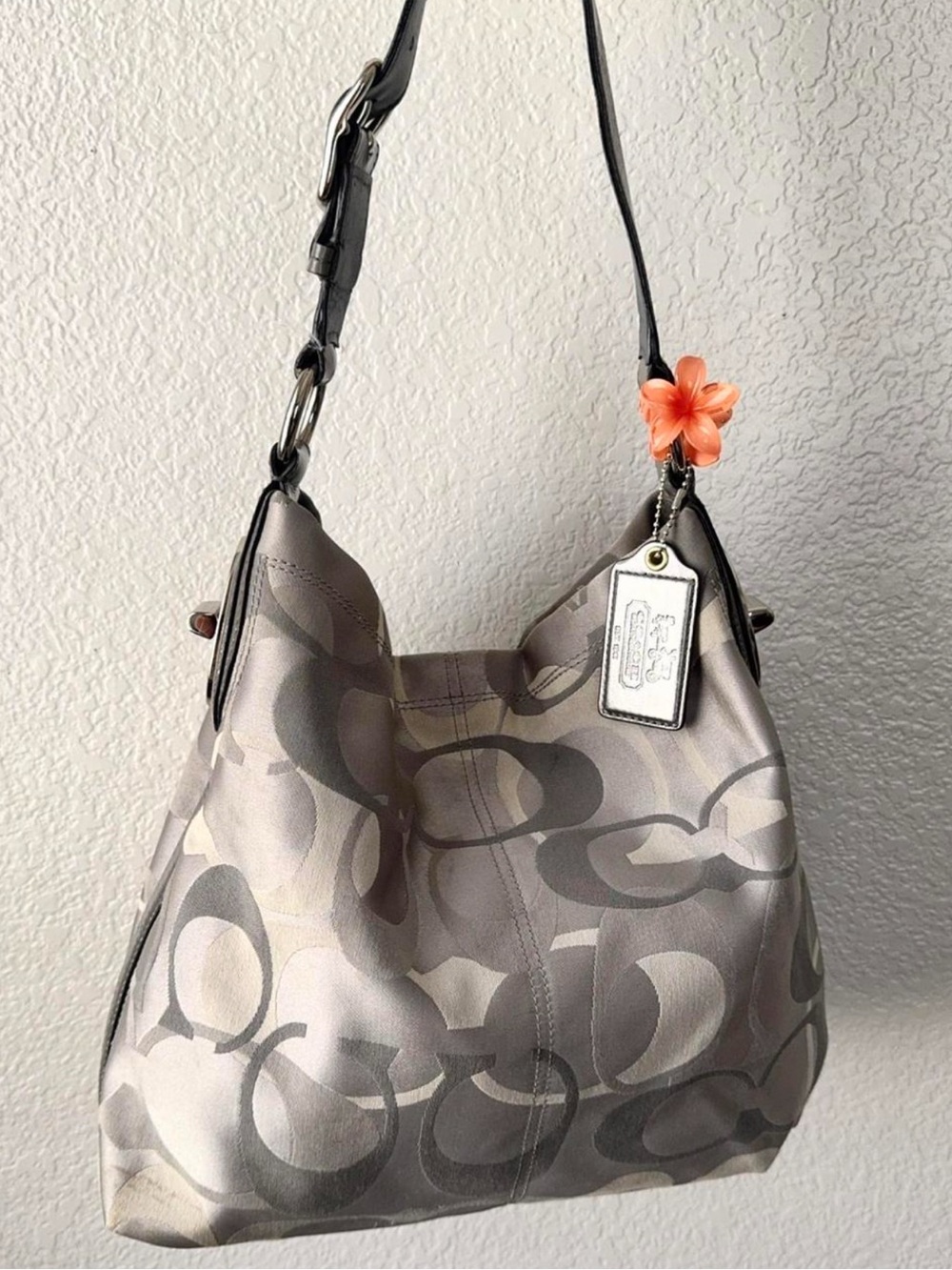 Coach Shoulder Bag in Light Gray and Dark Gray